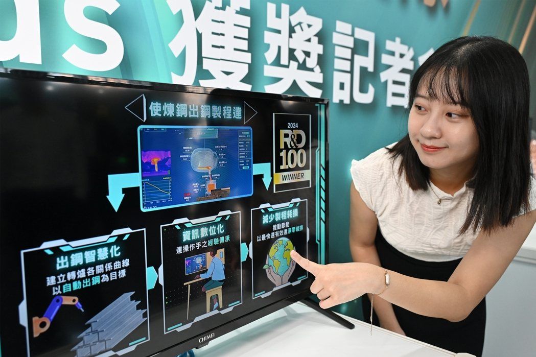 工研院与中钢共同开发「转炉出钢制程数位双生系统」获得2024年全球百大科技研发奖。 工研院/提供