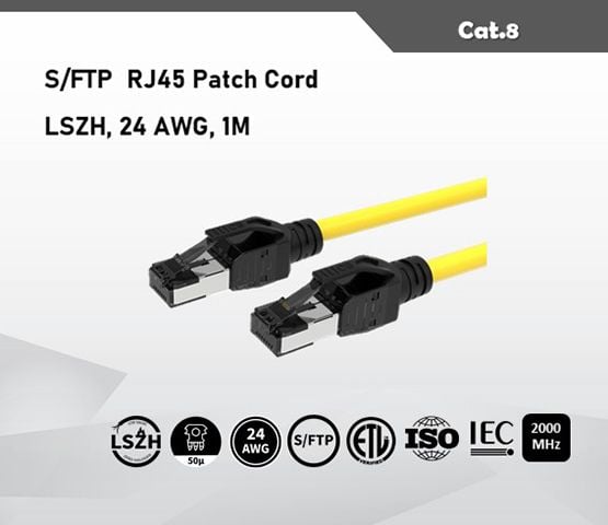 Cat.8 S/FTP 24 AWG Assembled Patch Cord, RJ45 Connectors & Ethernet Patch  Cords Manufacturer