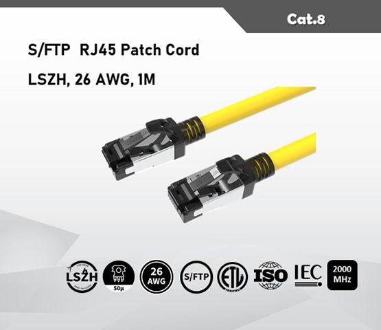 Câble réseau RJ45 1m Cat 8 S/FTP PIMF et LSZH 2GHz