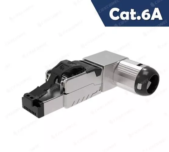 4PPoE Five Angled Cat.6A 10G Ethernet STP Tooless RJ45 Connector With Black Latch