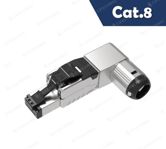 GHMT Onaylı Beş Açı Cat.8 40G Ethernet STP Araçsız RJ45 Konnektör Siyah Kilitli