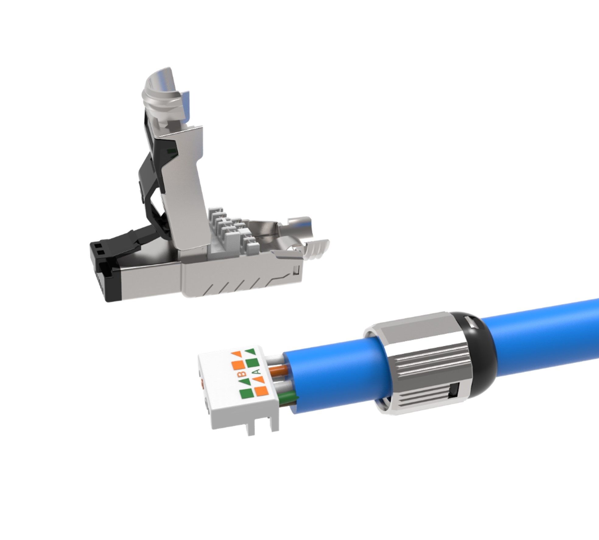 CRX Cat.6A 10G Ethernet STP Toolless RJ45 Connector