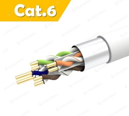 کابل شبکه شبکه CM با رتبه 23AWG F/UTP اترنت Cat.6 305M - کابل شبکه CM با رتبه 23AWG Cat.6 F/UTP سولید WH