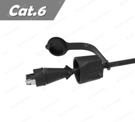 Cable de conexión industrial Cat.6 F/UTP de 26AWG con clasificación IP68 verificada por SGS de 1M - Cable de conexión industrial Cat.6 FTP de 26AWG con clasificación IP68.