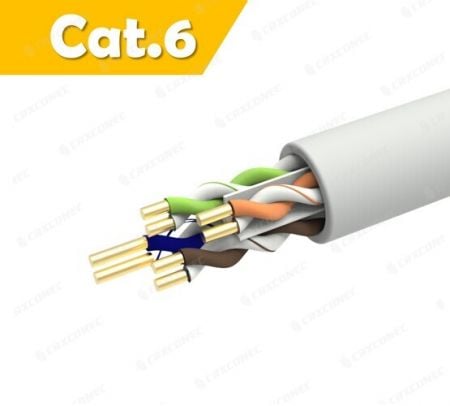 Kabel Data Lan Pepejal U/UTP Cat.6 23AWG Kadar CM PVC Tersenarai UL Kelajuan Tinggi 305M