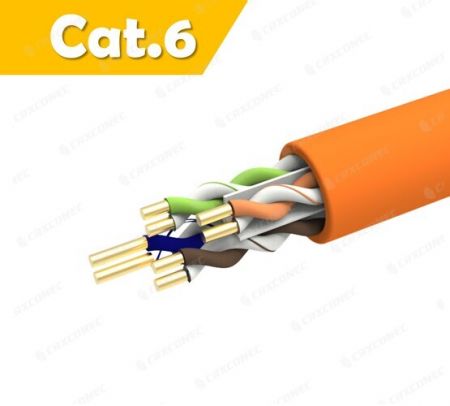 Cable de datos sólido Cat.6 U/UTP LS0H de 24AWG, 305M, color naranja