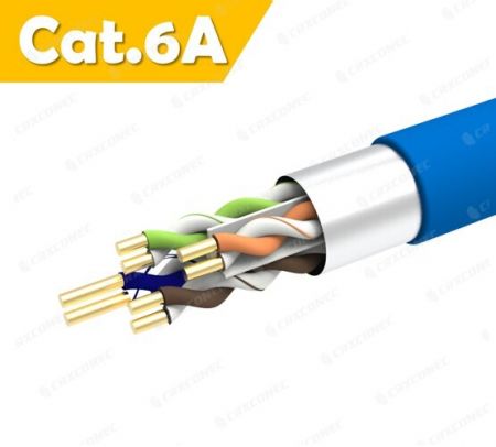 كابل بيانات LAN صلب 23AWG Cat.6A F/UTP مصنف CM PVC 305M - كابل LAN صلب CAT.6A 23AWG Cat.6A F/UTP أسود PVC