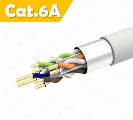 Kabel Ethernet PVC CM Berperingkat 23 AWG FUTP Cat.6A 305M (Pukal) - Kabel Lan Padat FTP CAT.6A 23AWG PVC ABU