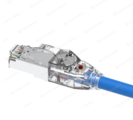 Cable de parche UL Listed LED Traza Cat.6A STP 26AWG de 2M en color azul - Cable de conexión Cat.6A STP 26AWG con LED certificado por UL