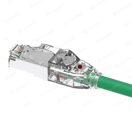 Cable de parcheo Cat.6A STP 26AWG LED trazable listado por UL de 1M en color verde - Cable de parche Cat.6A STP 26AWG rastreable LED listado por UL