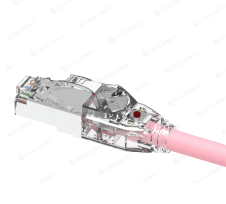 Cable de conexión STP Cat.6A rastreable con LED de 26AWG de 2M en color rosa con chaqueta LSZH - Cable de conexión Cat.6A STP 26AWG con LED certificado por UL