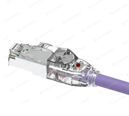 Cable de conexión STP Cat.6A rastreable con LED de 26AWG de 1M en color morado y cubierta LSZH