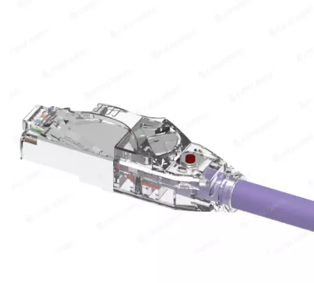 Cable de parcheo Cat.6A STP 26AWG trazable LED listado por UL de 20M en color púrpura - Cable de parche Cat.6A STP 26AWG rastreable LED listado por UL