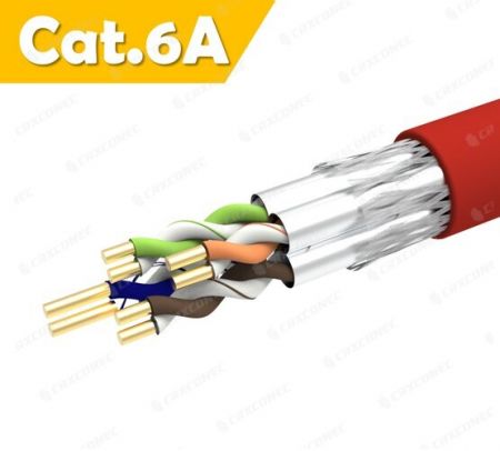 Kabel Data Lan Padu Cat.6A Solid 23 AWG S/FTP Kelajuan Tinggi PVC CM Rated 305M - Kabel Lan Padu Cat.6a 23 AWG S/FTP Solid PVC MERAH