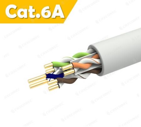 كابل شبكة محلية للبيانات مدرج في قائمة UL PVC بتصنيف 23AWG UTP Cat 6a بطول 305 متر - كابل LAN صلب CM Rated 23AWG Cat.6A U/UTP GRAY