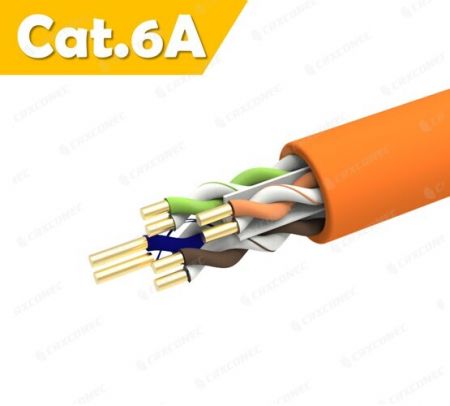 کابل لن داده جامد CM Rated 23AWG Cat.6A U/UTP اترنت PVC 305M - کابل لن جامد CM Rated 23AWG Cat.6A U/UTP نارنجی