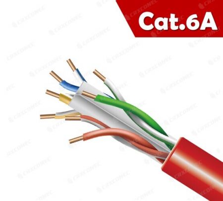 Cable de datos de red LSOH 23AWG Cat.6A U/UTP sólido de 305M - Cable de red sólido LSZH 23AWG Cat.6A U/UTP de 305M ROJO