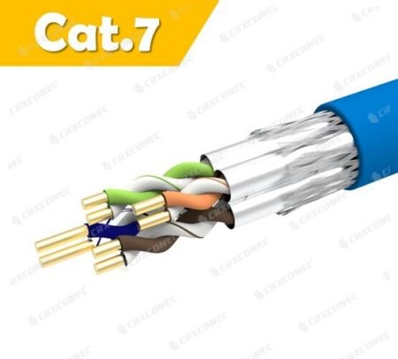كابل إيثرنت Cat.7 S/FTP بـ 23 AWG مصنف بـ PVC CM للإنترنت بطول 305 متر - كابل شبكة Cat.7 صلب S/FTP بـ 23 AWG بلون أزرق PVC