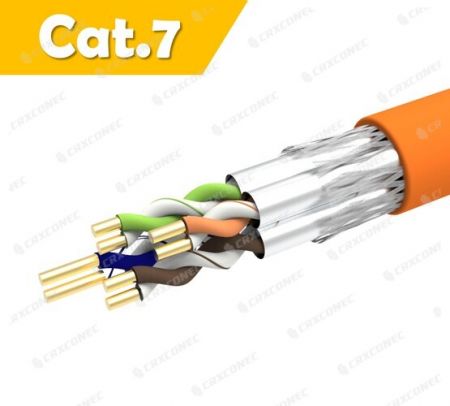 Cable de datos sólido Cat.7 S/FTP de 23 AWG con clasificación PVC CM, 305M - Cable de red sólido Cat.7 S/FTP de 23 AWG color naranja