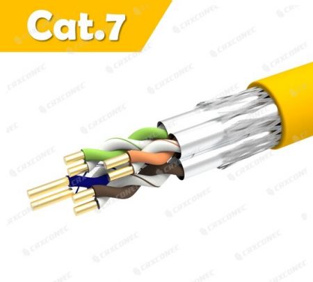 کابل داده سیمی S/FTP Cat.7 AWG 23 با پوشش PVC CM و قابلیت Poe به طول 305 متر - کابل شبکه Cat.7 سیمی S/FTP AWG 23 با پوشش PVC زرد