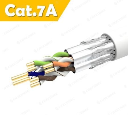 کابل داده سیم جامد PVC داخلی با رتبه CM با رتبه 23AWG S/FTP Cat.7A 305M - کابل شبکه محلی جامد 23 AWG S/FTP Cat.7A سفید