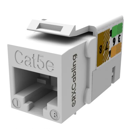 Cat.5e UTP 90 Degree Keystone Jack Punch Down Type in White Color - Cat.5E UTP Ethernet Wall Jack.