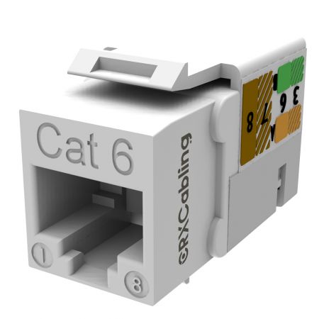 90 Degree Cat 6 Ethernet RJ45 Keystones - UTP Category 6 Keystone Jack in 90 Degree Termination.