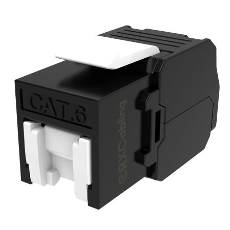 Conector Keystone Cat6 de 180 grados sin herramientas en color negro. - Conector Keystone Cat 6 Ethernet sin herramientas.