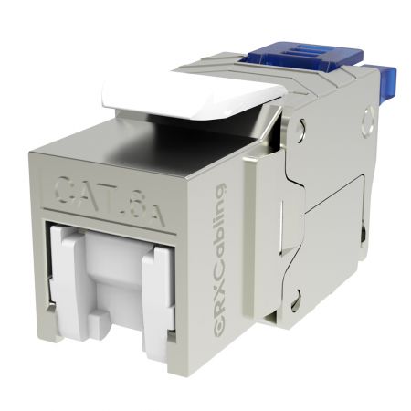 Jack Keystone Tanpa Alat STP Cat6A Dengan Pengikat Kabel Dan Penutup. - Jack Keystone RJ45 Tanpa Alat Cat.6A Dengan Penutup.