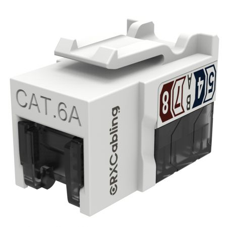 Conector Keystone UTP Cat.6A de 90 grados con obturador y Punch Down.