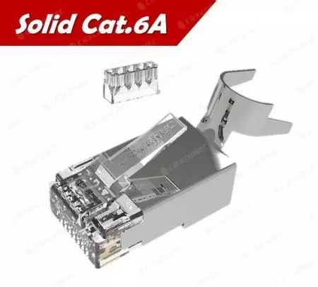 Penyambung RJ45 8P8C STP Cat.6A Solid yang Tersenarai UL untuk 1.5 mm dalam Warna Perak - Penyambung RJ45 STP Cat.6A Solid yang Tersenarai UL untuk 1.5 mm dalam Warna Perak