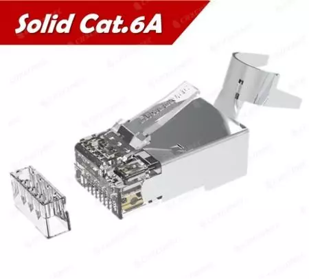 Penyambung RJ45 STP Cat.6A Pepejal Tersenarai UL Untuk 1.6 mm Dalam Warna Perak - Penyambung RJ45 STP Cat.6A Pepejal Tersenarai UL Untuk 1.6 mm Dalam Warna Perak