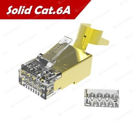 Penyambung RJ45 Cat.6A STP Solid Tersenarai UL Untuk 1.2 mm Dalam Warna Emas - Penyambung RJ45 Cat.6A STP Solid Tersenarai UL Untuk 1.2 mm Dalam Warna Emas