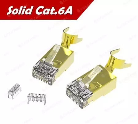 Penyambung RJ45 Cat.6A STP Solid Tersenarai UL Untuk 1.6 mm Dalam Warna Emas - Penyambung RJ45 Cat.6A STP Solid Tersenarai UL Untuk 1.6 mm Dalam Warna Emas