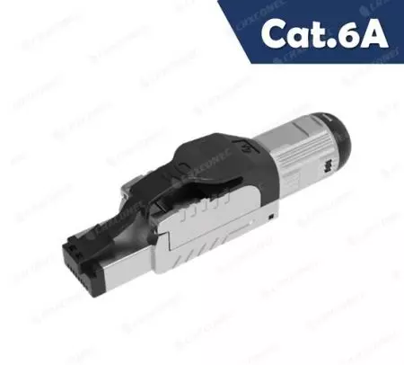 4PPoE Cat.6A 10G Ethernet STP Toolless RJ45 Connector Dengan Latch Hitam - 4PPoE Cat.6A 10G Ethernet STP Tooless RJ45 Connector Dengan Latch Hitam