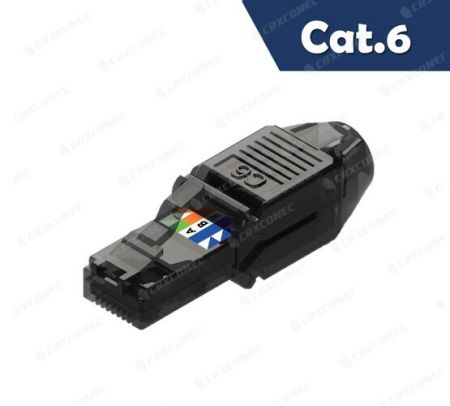 Penyambung RJ45 Tanpa Alat 4PPoE Cat.6 UTP Dengan Warna Hitam Berkilat. - Penyambung RJ45 Tanpa Alat 4PPoE Cat.6 UTP Dengan Warna Hitam Berkilat.
