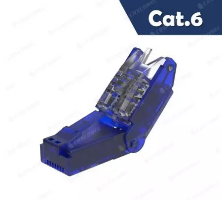 4PPoE Cat.6 Penyambung UTP Tanpa Alat RJ45 Boleh Putar Dalam Warna Biru - 4PPoE Cat.6 Penyambung UTP Tanpa Alat RJ45 Boleh Putar Dalam Warna Biru