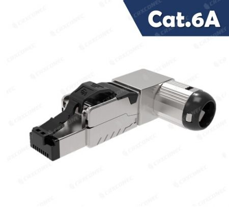 4PPoE Five Angled Cat.6A 10G Ethernet STP Toolless RJ45 Connector With Black Latch - 4PPoE Five Angled Cat.6A 10G Ethernet STP Tooless RJ45 Connector With Black Latch