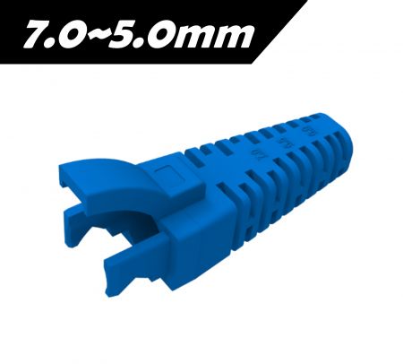 Bota de goma cortable RJ45 con escala, color azul - La cubierta de goma RJ45 con escala para diámetros de cable de 7.0 a 5.0mm