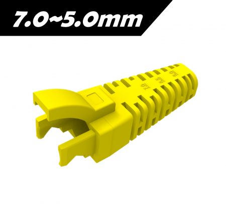 Bota de goma cortable RJ45 con escala, color amarillo - La cubierta de goma RJ45 con escala para diámetros de cable de 7.0 a 5.0mm