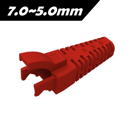 Bota de goma cortable RJ45 con escala, color rojo - La cubierta de goma RJ45 con escala para diámetros de cable de 7.0 a 5.0mm