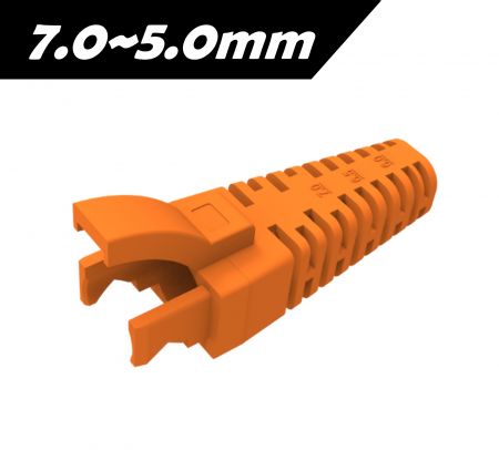 Bota de goma cortable RJ45 con escala, color naranja - La cubierta de goma RJ45 con escala para diámetros de cable de 7.0 a 5.0mm