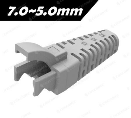 Cuttable Rubber RJ45 Boot with Scale, Grey Color - The rubber RJ45 boot with the scale from cable diameter from 7.0 to 5.0mm
