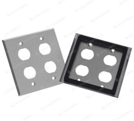 IP44 Rated Waterproof Industrial Wall Plate 4 Ports - Stainless Steel American Style Face Plate 4 Ports.