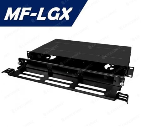 Panel frontal deslizante de fibra óptica ODF LGX MF de 3 ranuras con barra de soporte frontal