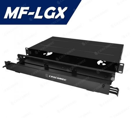MF LGX Front Sliding ODF Fiber Optic Patch Panel 3 Slot with Door Cover Front Support Bar - LGX ODF Panel with Door Cover