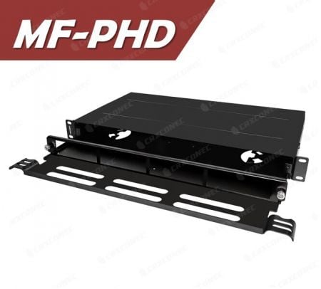 Panel de parcheo de fibra deslizante frontal MF PHD de 4 ranuras con barra de soporte frontal - Panel de ODF de plástico de alta densidad con cubierta de puerta