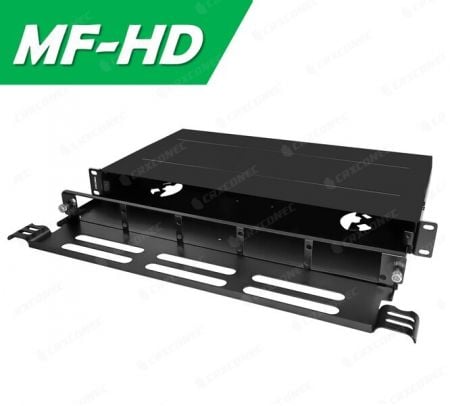 Panel de parcheo de fibra óptica deslizante frontal MF HD de 5 ranuras con barra de soporte frontal - Panel ODF de alta densidad con cubierta de puerta