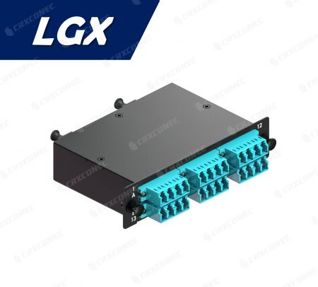 LGX 타입 24C FO 광학 패치 패널 카세트 OM3 (2x12F to 6 LC 쿼드 카세트), 아쿠아 - OM3 24C LGX 광섬유 패널 카세트