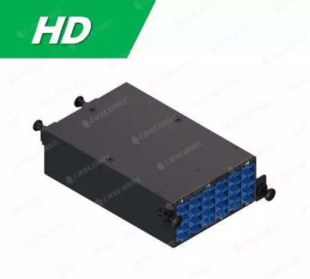 Casete de Marco de Distribución Óptica ODF de Tipo HD 24C SM (2x12F a 6 LC Quad), Azul - CRXCabling Casete de Distribución Óptica de Modo Único de Alta Densidad 24C